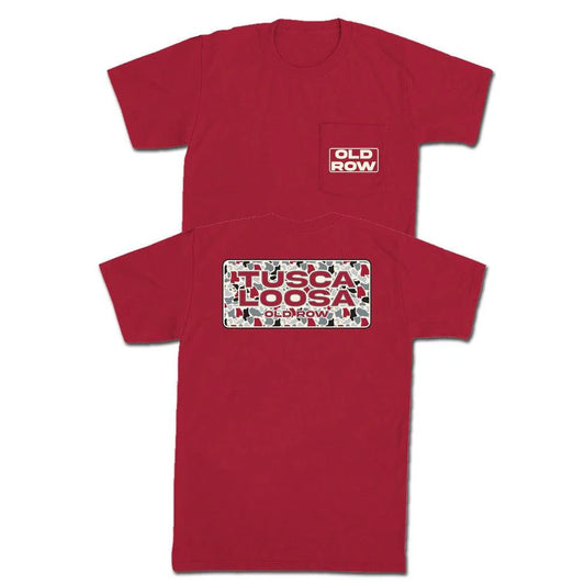 Old Row Tuscaloosa Camo S/S Pocket Tee (Crimson)