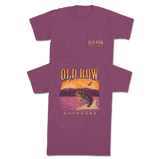 Old Row Outdoors Bass Jump S/S Pocket Tee (Berry)