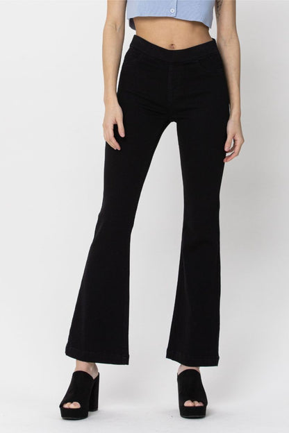 Cello Mid Rise Flared Jegging (30 inch Inseam)-Black
