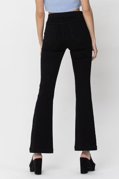 Cello Mid Rise Flared Jegging (30 inch Inseam)-Black
