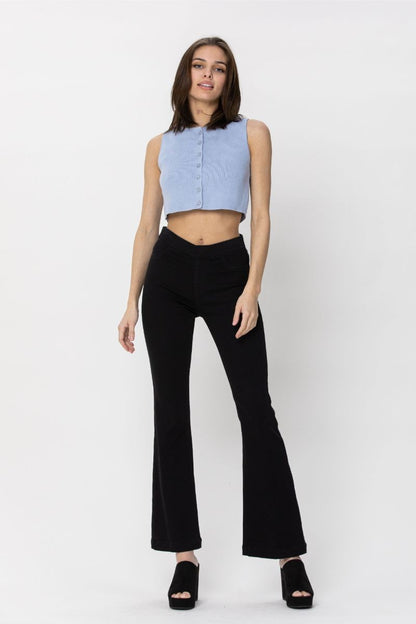 Cello Mid Rise Flared Jegging (30 inch Inseam)-Black