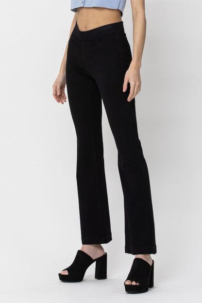 Cello Mid Rise Flared Jegging (30 inch Inseam)-Black