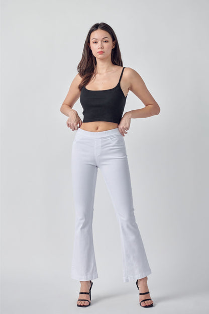 Cello Mid Rise Flared Jegging (30 Inch Inseam)-White