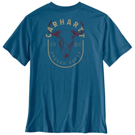 Men's Carhartt Irvine Relaxed Skull T-Shirt (Dark Tranquil Blue)