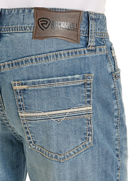 Men's Rock N Roll Denim Relaxed Fit Ladder Stitch Pocket Straight Leg Jeans