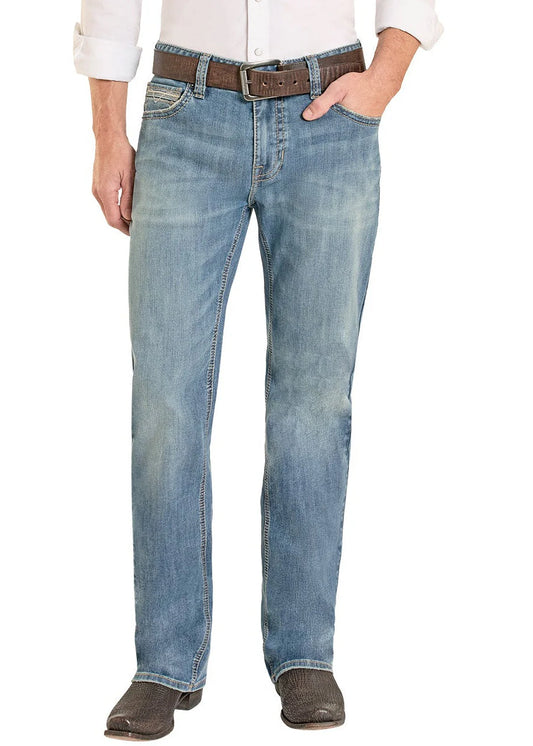 Men's Rock N Roll Denim Relaxed Fit Ladder Stitch Pocket Straight Leg Jeans