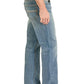 Men's Rock N Roll Denim Relaxed Fit Ladder Stitch Pocket Straight Leg Jeans