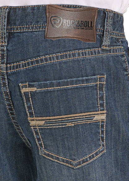 Men's Rock N Roll Denim Relaxed Fit Roped Pocket Straight Leg Jeans