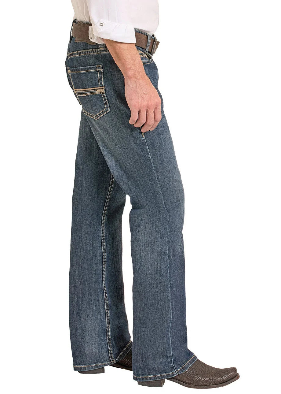 Men's Rock N Roll Denim Relaxed Fit Roped Pocket Straight Leg Jeans