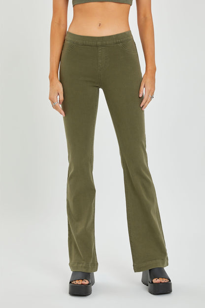 Cello Mid Rise Flared Jegging (Military Green)