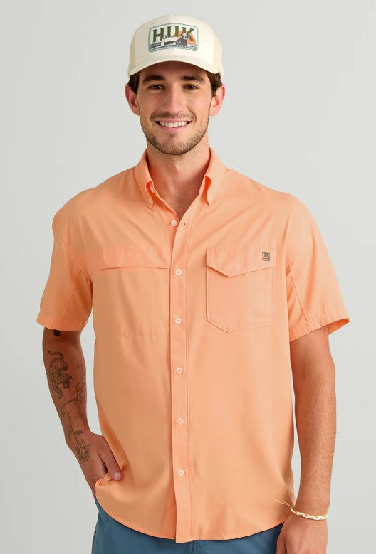 Men's Huk Solid Tide Point S/S Button Down