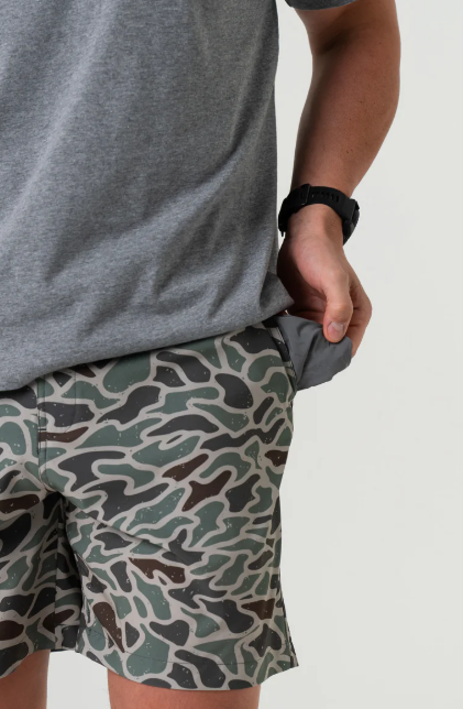 Mens' Burlebo 7" Everyday Short (Retro Duck Camo-Grey Pkt)