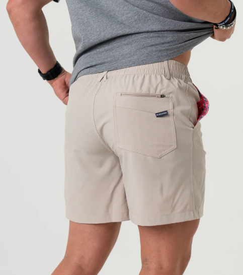 Mens' Burlebo 7" Everyday Short (Light Khaki-American Flag Pkt)