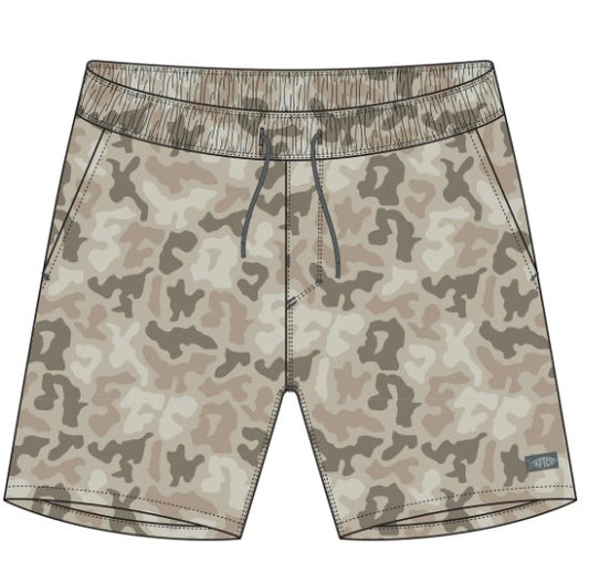 Men's Aftco 5.5" Strike Printed Swim Short (Sand Grouper Camo)