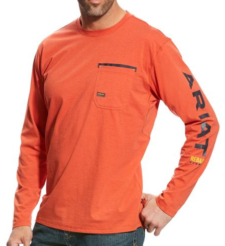 Men's Ariat Rebar Workman L/S Logo (Volcanic Fire)