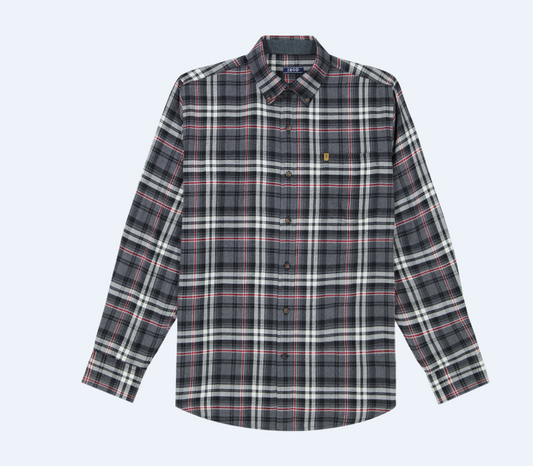 Men's IZOD Stratton Flannel Plaid Button-Down Shirt (Asphalt)
