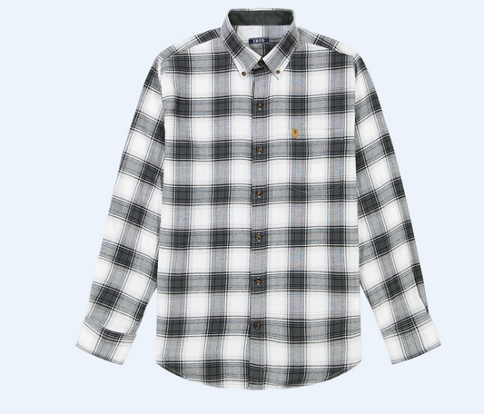 Men's IZOD Stratton Flannel Plaid Button-Down Shirt (Asphalt)