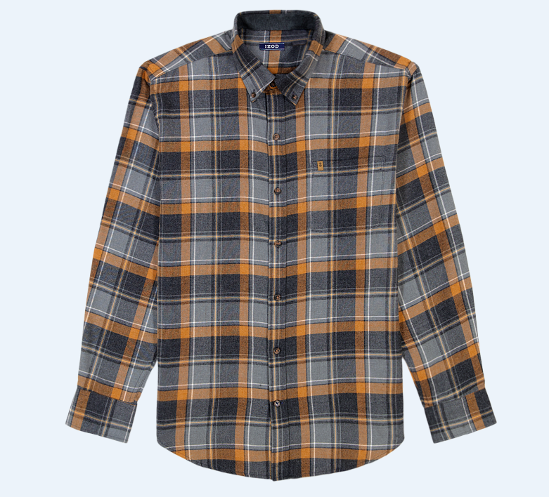 Men's IZOD Stratton Flannel Plaid Button-Down Shirt (Black)