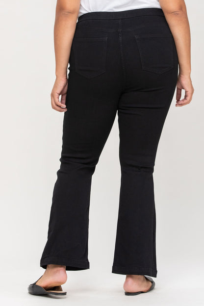 Plus Size Cello Mid Rise Flare Jegging (30 inch Inseam Black)