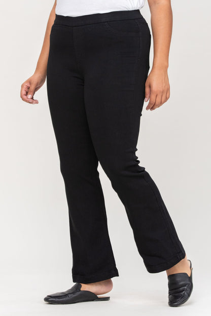 Plus Size Cello Mid Rise Flare Jegging (30 inch Inseam Black)