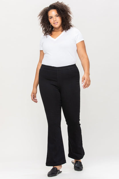 Plus Size Cello Mid Rise Flare Jegging (30 inch Inseam Black)