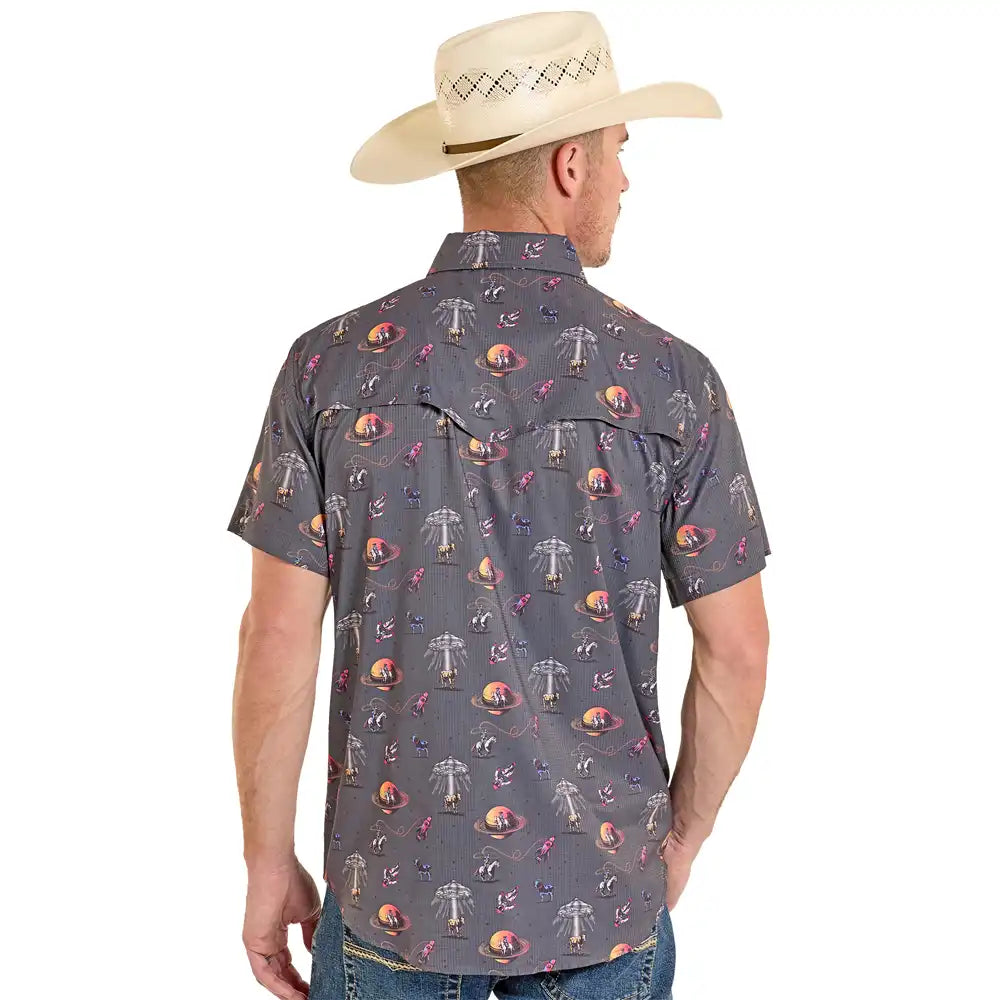 Men's Rock & Roll Denim TEK Western Space Cowboy SS Shirt (Grey)