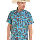 Men's Rock & Roll Denim TEK Western Tropical Cowboy SS Shirt (Turquoise)