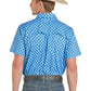 Men's Rock & Roll Denim TEK Western Aztec Print SS Shirt (Sky Blue)