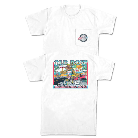 Old Row The Beach Beer Wolf S/S Pocket Tee (White)