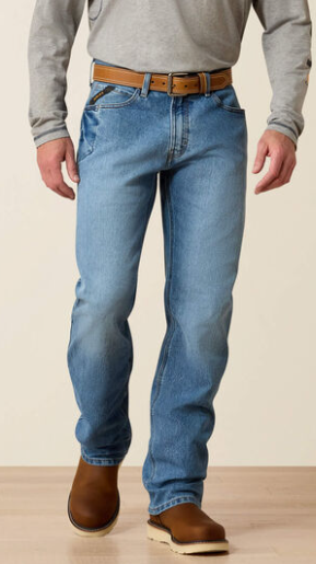 Men's Ariat Rebar M4 Relaxed Durastretch Basic Bootcut Jean (Blue Haze)
