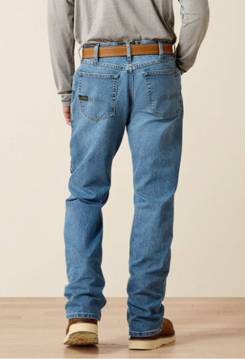 Men's Ariat Rebar M4 Relaxed Durastretch Basic Bootcut Jean (Blue Haze)