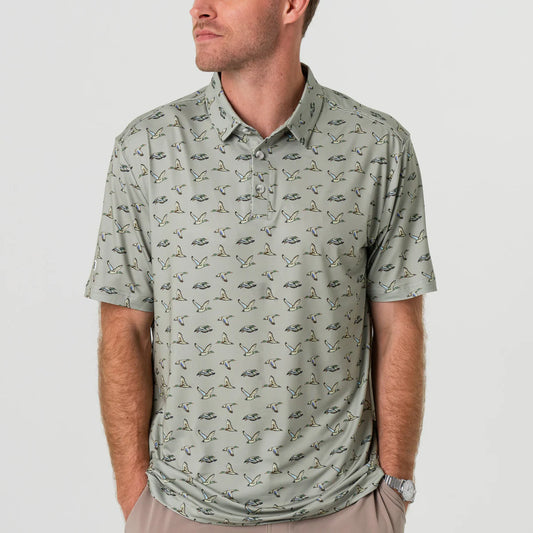 Men's Burlebo Performance Polo (Flying Ducks Green)