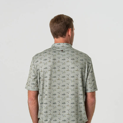 Men's Burlebo Performance Polo (Flying Ducks Green)