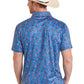 Men's Rock N Roll Denim Pink Cactus Print Performance Polo (Royal)