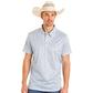 Men's Rock & Roll Denim Geo Print Performance Polo (Blue)