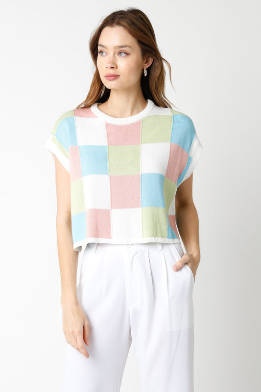 Blush Sky Blue Colorblock Top