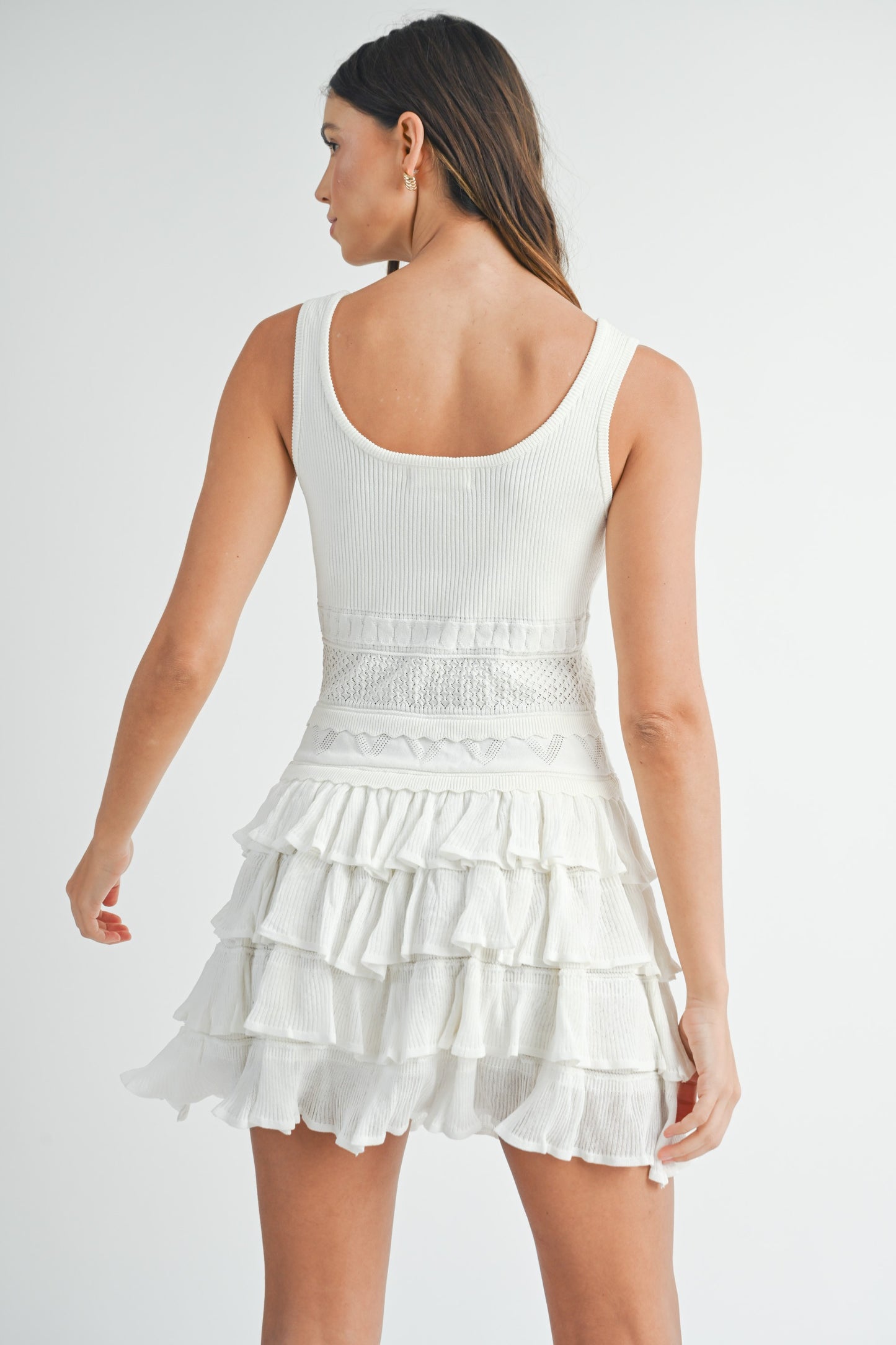 Ruffle Sweater Knit Dress (Off White)