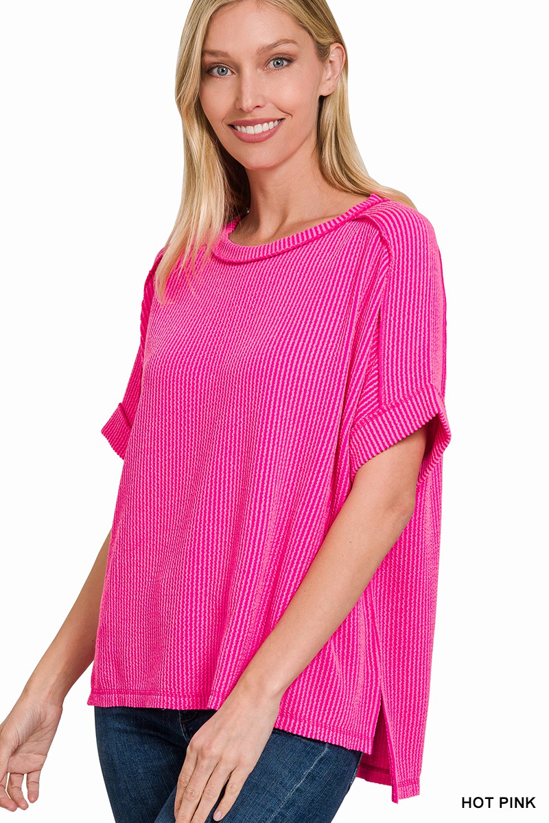 Kailee Textured Top (Hot Pink)