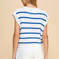 Blue Sleeveless Striped Vest