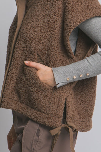 Love Tree Teddy Sherpa Oversized Vest