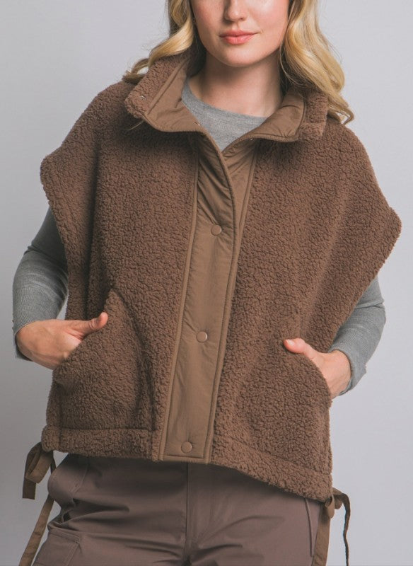 Love Tree Teddy Sherpa Oversized Vest