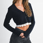 Mable V-Neck Button Down Lace Trim Knit Cardigan