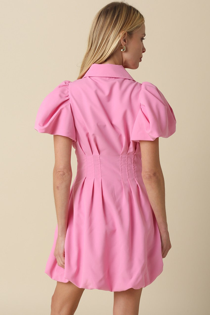 Juniors' Olivaceous Bubble Front Zip Mini Dress