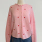 Heart Embroidery Cardigan (Pink/Red)