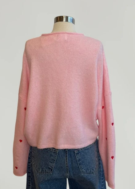 Heart Embroidery Cardigan (Pink/Red)