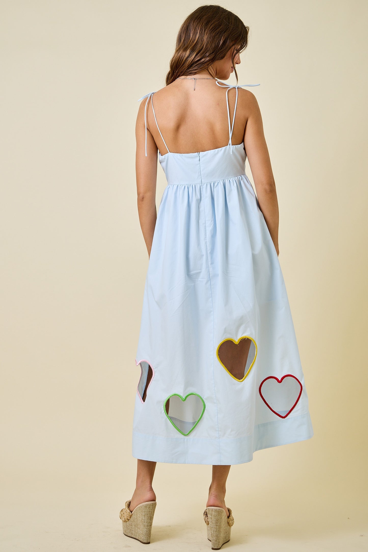 Juniors' Day + Moon Valentines Embroidered Hearts Cut Out Midi Dress