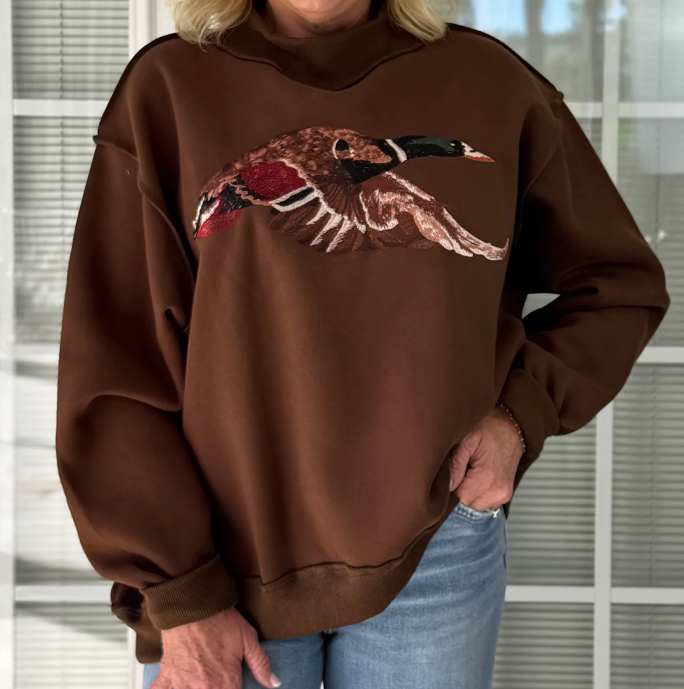 Bucketlist Mallard Mock Neck Sweatshirt (Brown)