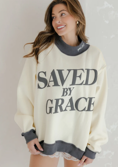 Bucketlist "Saved By Grace" Mockneck Sweatshirt