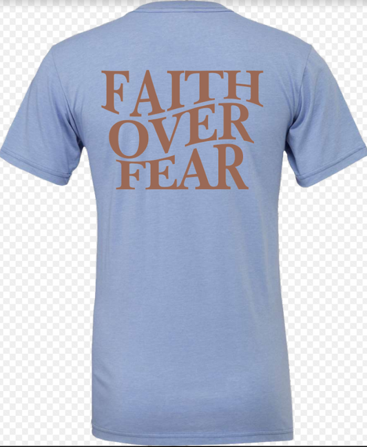 Groovy Faith Over Fear S/S Tee (Heather Blue)