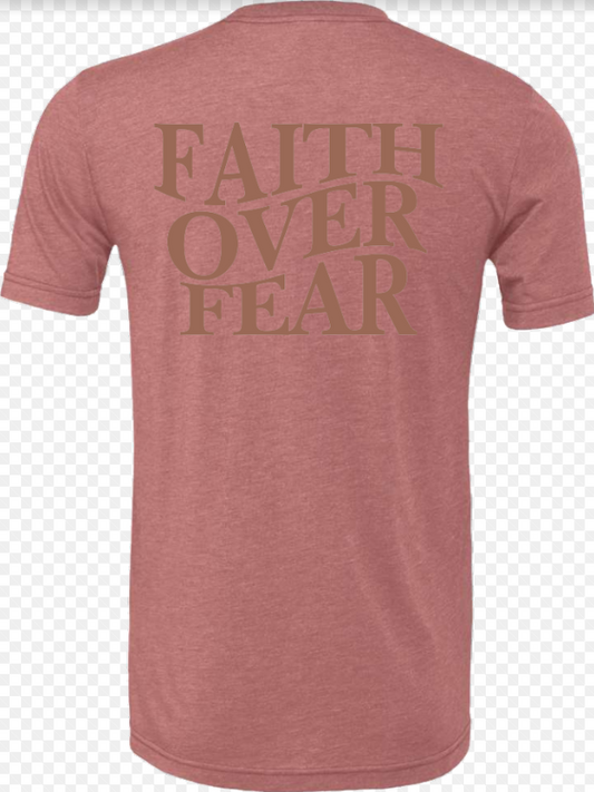Groovy Faith Over Fear S/S Tee (Heather Mauve)